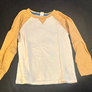 GAP Kids Raglan Long Sleeve Shirt - Yellow Sleeves, White Body